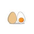 Hard Boiled Sliced Egg Vector in Flat style with long shadow