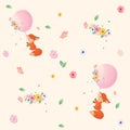 cute little fox seamless pattern