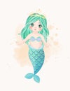 cute little mermaid vector illustration cute mermaid