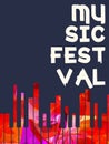 Music festival poster background with colorful piano keys. Vector illustration. Artistic music festival design. Live concert event Royalty Free Stock Photo