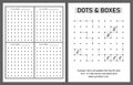 Dots and boxes note book game, kids activity notebook page, time pass kids game Royalty Free Stock Photo