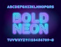 Bold Neon alphabet font. Two neon colors letters and numbers.