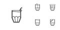 five sets of cooler glass line icons. simple, line, silhouette and clean style