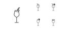 five sets of white wine glass line icons. simple, line, silhouette and clean style Royalty Free Stock Photo