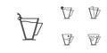 five sets of coffee cup line icons. simple, line, silhouette and clean style