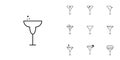 ten sets of wineglass or goblet glass line icons. simple, line, silhouette and clean style Royalty Free Stock Photo