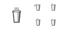 five sets of glassware or coffee glass line icons. simple, line, silhouette and clean style