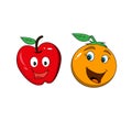Happy cute smiling fruit face set. Vector flat kawaii cartoon character Royalty Free Stock Photo
