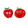 Happy cute smiling fruit face set. Vector flat kawaii cartoon character Royalty Free Stock Photo