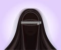 Muslim Arab woman in burka zippered , background vector