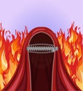 Arab muslim woman in burka zippered and fire, wallpaper vector