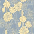 Sunflowers field seamless pattern for fabric, textile design.