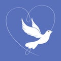 Print Peace on Earth, Elegant line dove bird. Vector illustration art. Royalty Free Stock Photo