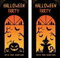 Halloween Vertical Banners. Black cat and Pumpkins. Halloween party. Royalty Free Stock Photo