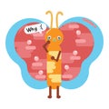 Cartoon sticker butterfly sad emoticon