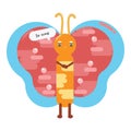 Cartoon sticker butterfly sad emoticon