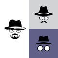 Incognito Icon Man face with glasses Black and White Vector Graphic. Royalty Free Stock Photo
