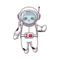 Cute Sloth Astronaut Waving Hands. Animal Icon Concept. Flat Cartoon Style. Suitable for Web Landing Page, Banner, Flyer, Sticker