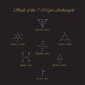 Seals of the Seven Archangels Majors, alchemy symbols Royalty Free Stock Photo