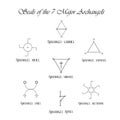 Seals of the Seven Archangels Sigils Majors, alchemy angelic symbols Royalty Free Stock Photo