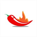 Spicy chilli vegetable, Extra spicy pepper. Icons with pepper on fire