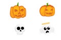 halloween pumpkin and ghost cartoon set for stickers and decoration