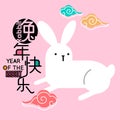 Happy Chinese new year 2023, the year of the rabbit zodiac. Little bunny greeting card, poster, banner, brochure, calendar. Royalty Free Stock Photo