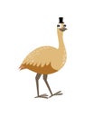 Print. Cute vector ostrich. Emu. The ostrich is coming. Australian animal. African bird. Royalty Free Stock Photo