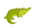 Print. Cute vector crocodile. Funny cartoon alligator. Tropical animal. African animal. Cartoon character. Royalty Free Stock Photo