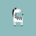 Print. Cute zebra. African animal. Funny cartoon zebra. Cartoon character. Safari, Africa, Savannah