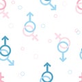 Symbols of sexes and genders. Seamless vector pattern with genders.