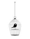 Bird in a bird cage illustration, vector Royalty Free Stock Photo