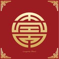 Chinese Longevity symbol. Chinese traditional ornament design. The Chinese text is pronounced Shou and translate Longevity.