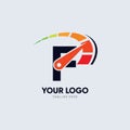Letter F Speedometer Logo Design Vector Icon Graphic Royalty Free Stock Photo