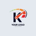 Letter K Speedometer Logo Design Vector Icon Graphic Royalty Free Stock Photo