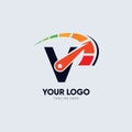 Letter V Speedometer Logo Design Vector Icon Graphic Royalty Free Stock Photo