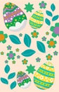 Seamless pattern of flowers and eggs on Easter