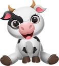 Cute baby cow cartoon sitting Royalty Free Stock Photo