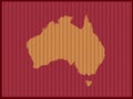 Knitting pattern map of Country Australia Isolated on Red Background - vector