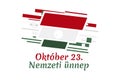 Translation: October 23, National Day. National holiday in Hungary - Revolution of 1956 remembrance vector illustration.