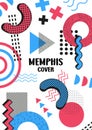 Memphis Elements. Memphis Cover. Poster. Set of elements for design. Red and Blue colors. Royalty Free Stock Photo