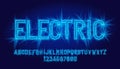 Electric alphabet font. Uppercase letters and numbers.