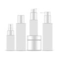 Plastic Rectangular Cosmetic Bottles Set, Pump, Spray and Jar