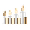 Set of Perfume Bottles With Gold Sprayers and Caps