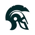 Spartan helmet silhouette. Roman or Greek army helmet vector icon