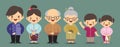 Peranakan Baba nyonya cartoon family Royalty Free Stock Photo