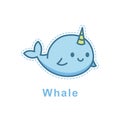 Cartoon cute baby whale happy, cartoon style illustration vector Royalty Free Stock Photo