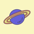 Planet Saturn icon. flat vector planetary ring system for astronomy