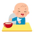 Cute baby rejecting food