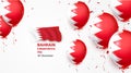 Happy Independence Day Bahrain with Flying Balloons and ribbons